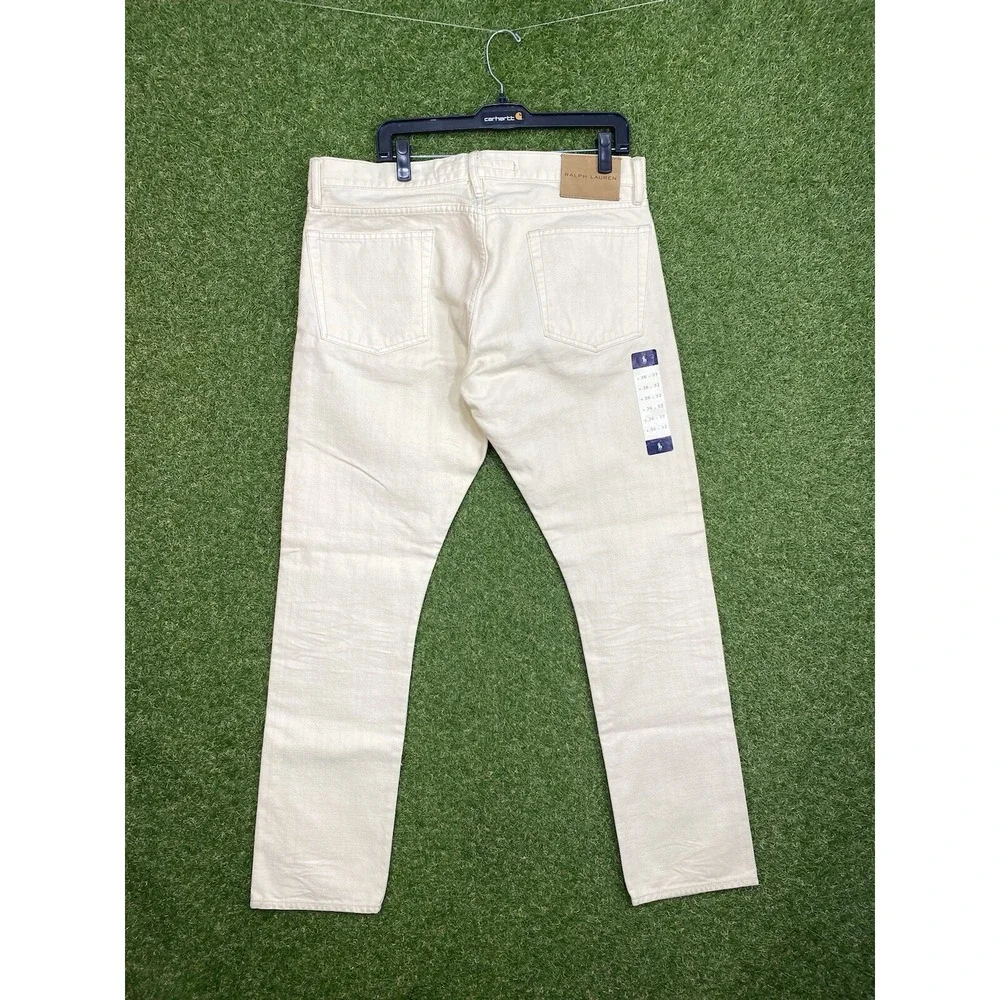 Vintage Polo Ralph Lauren Jeans Mens 36x32 Slim Low Style Ivory Cream White